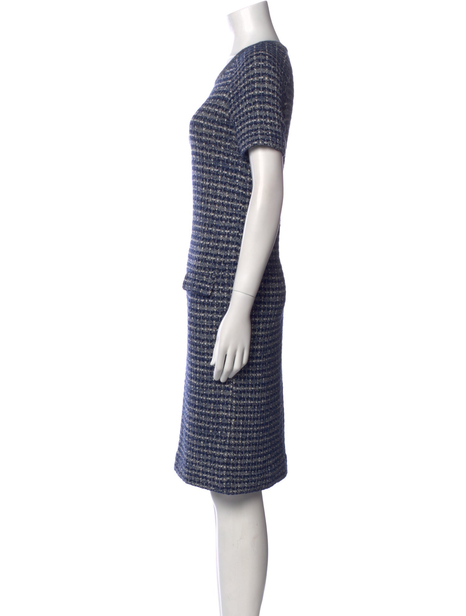Amina Rubinacci Tweed Pattern Knee-Length Dress