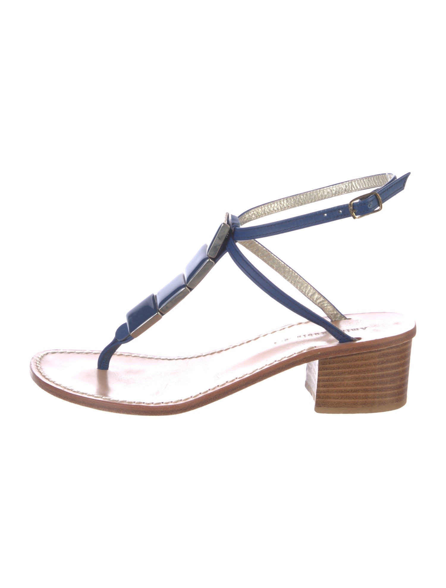 Amina Rubinacci Leather T-Strap Sandals