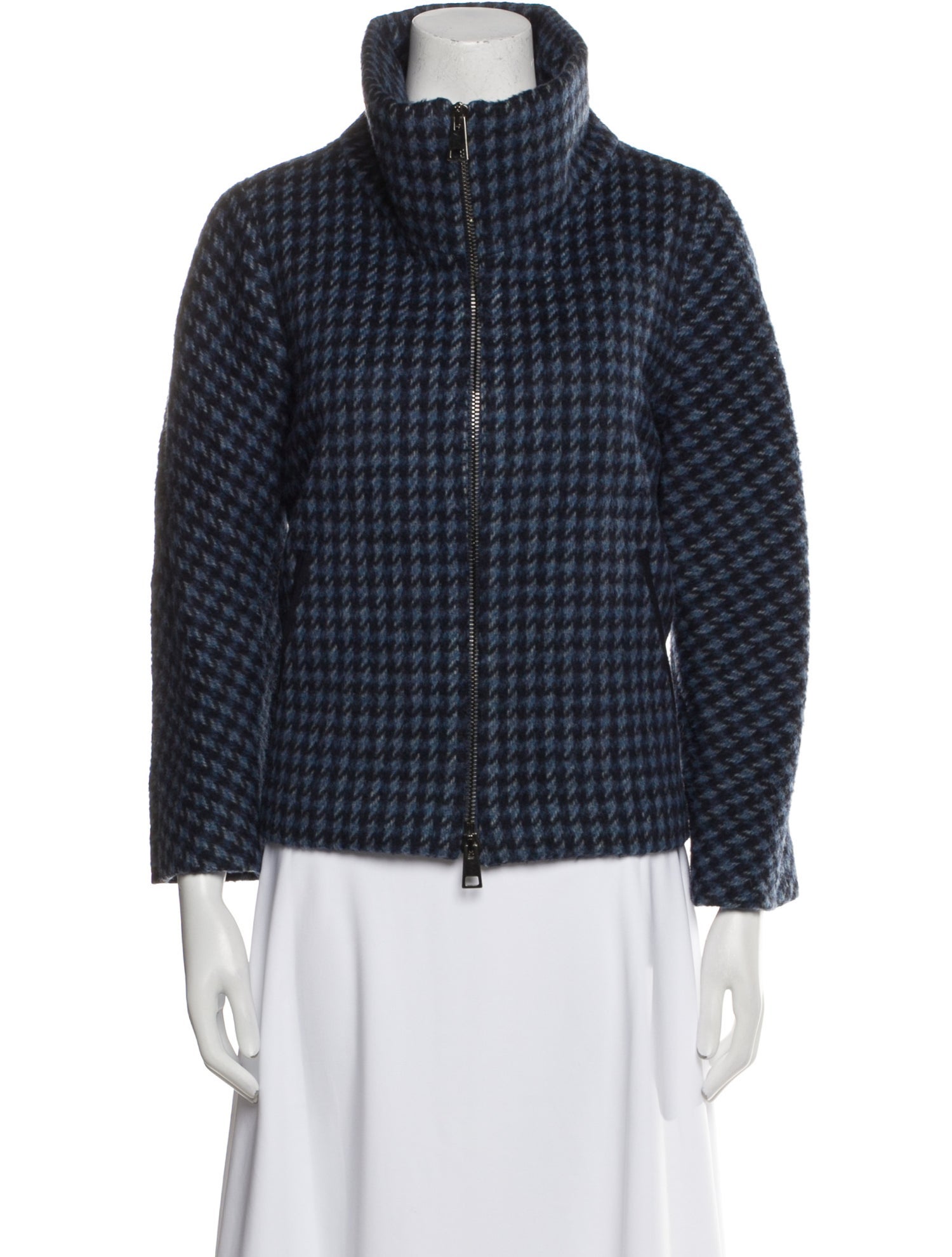 Amina Rubinacci Wool Houndstooth Print Jacket