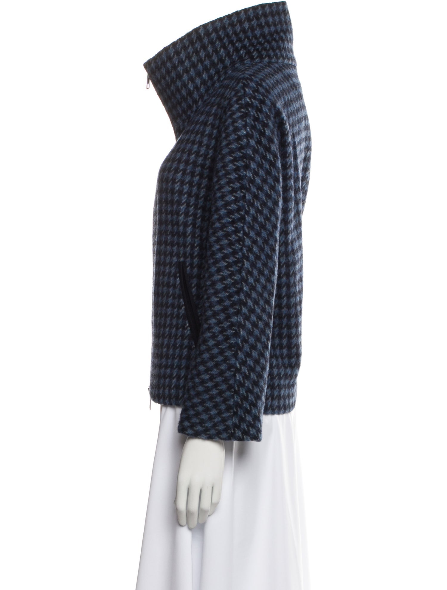 Amina Rubinacci Wool Houndstooth Print Jacket