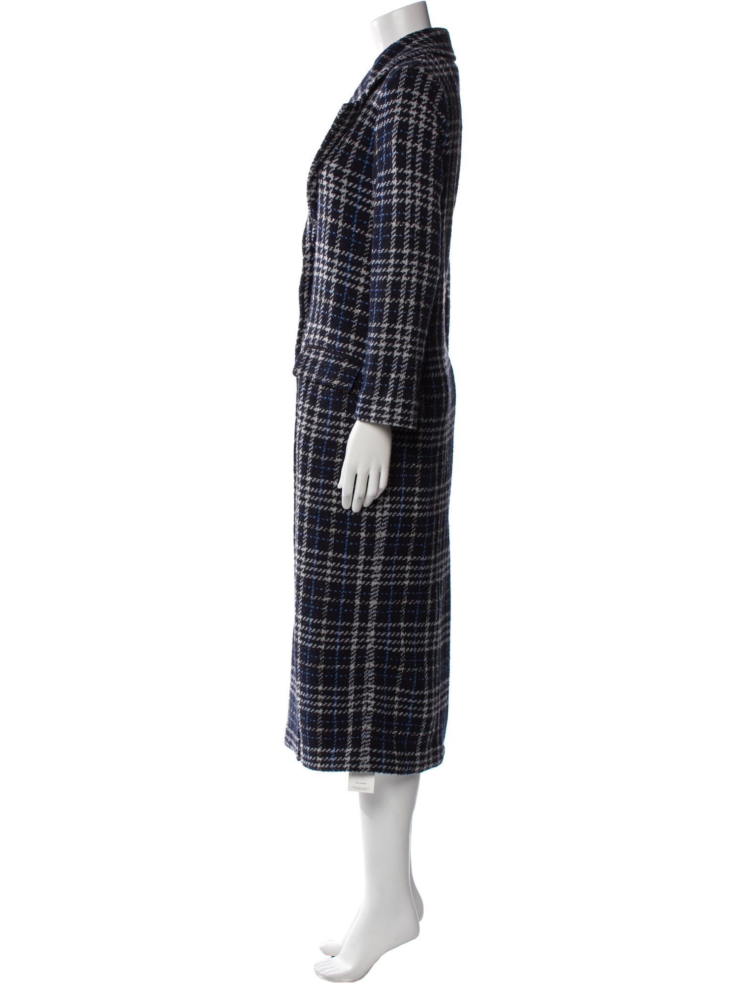 Amina Rubinacci Wool Plaid Print Peacoat