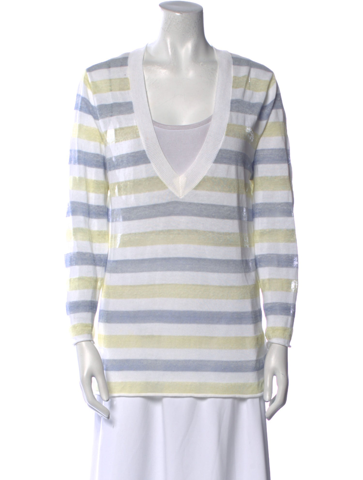 Amina Rubinacci Striped V-Neck Sweater