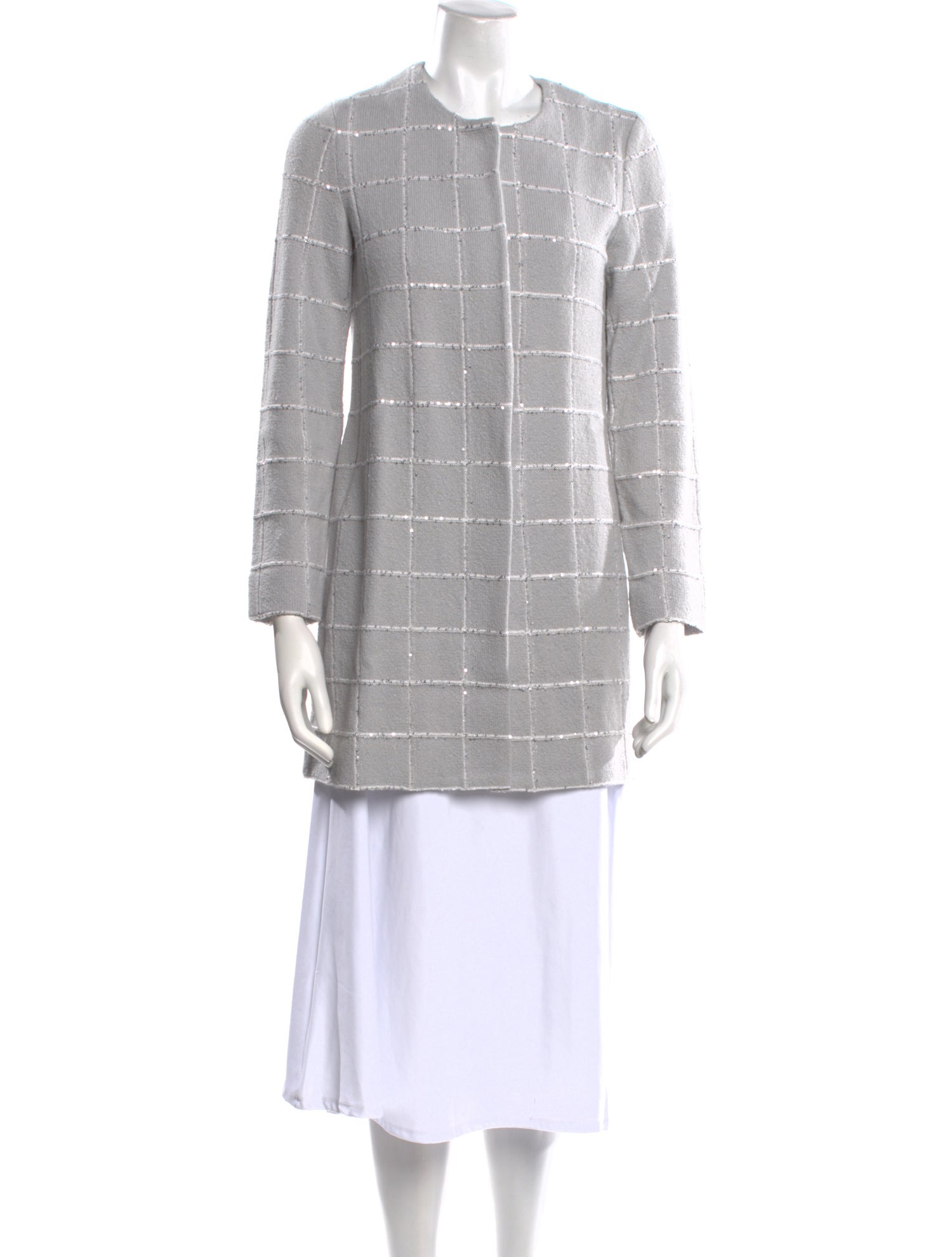 Amina Rubinacci Plaid Print Crew Neck Sweater