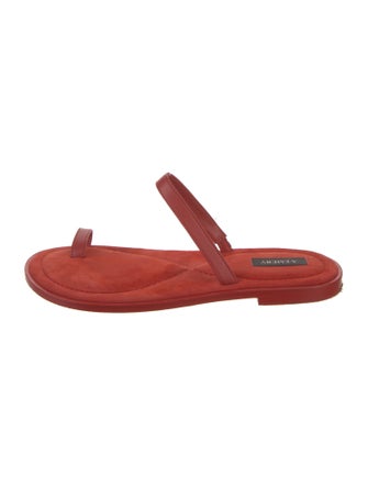 A.Emery Suede Leather Trim Embellishment Slides