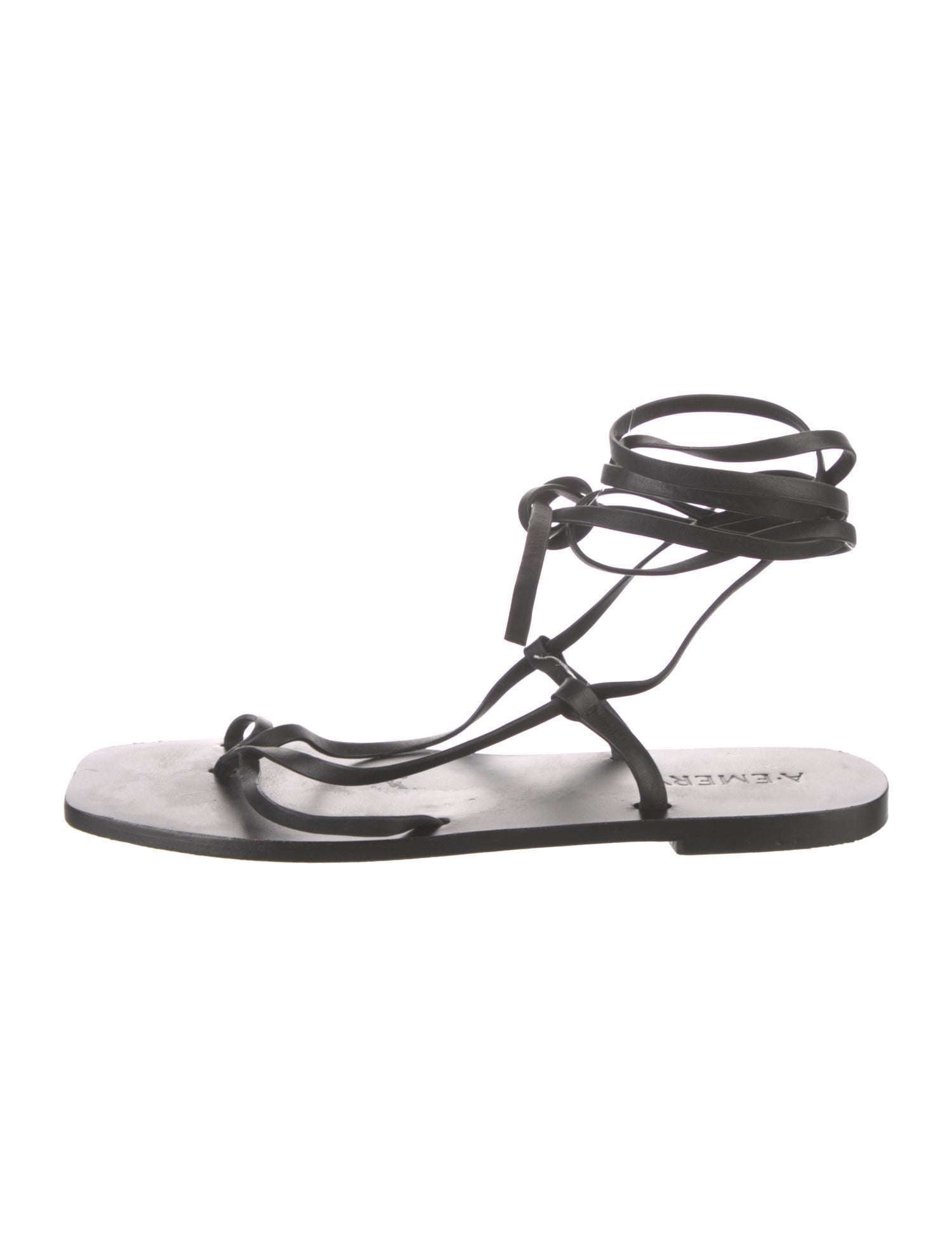 A.Emery Leather Floral Print Gladiator Sandals