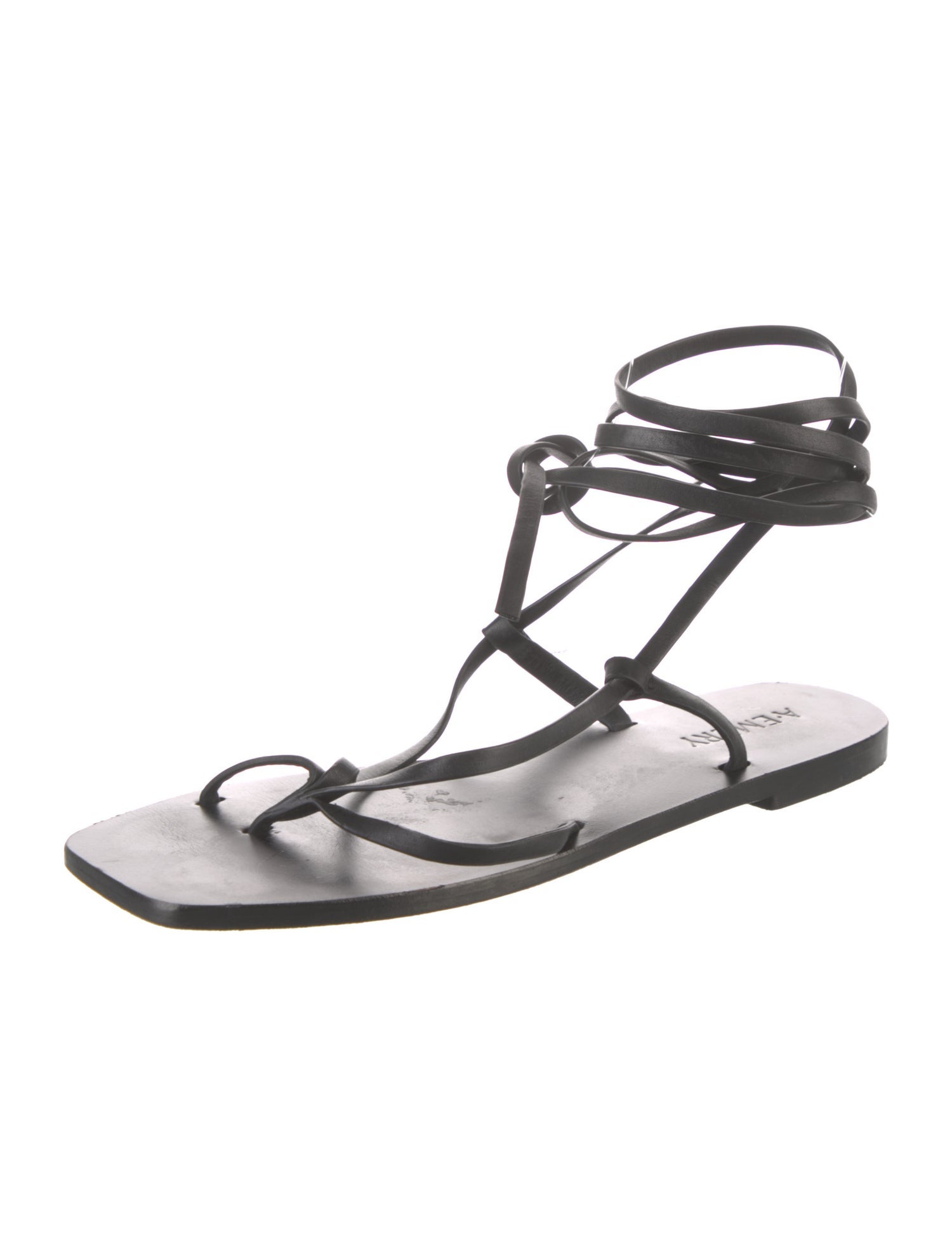 A.Emery Leather Floral Print Gladiator Sandals
