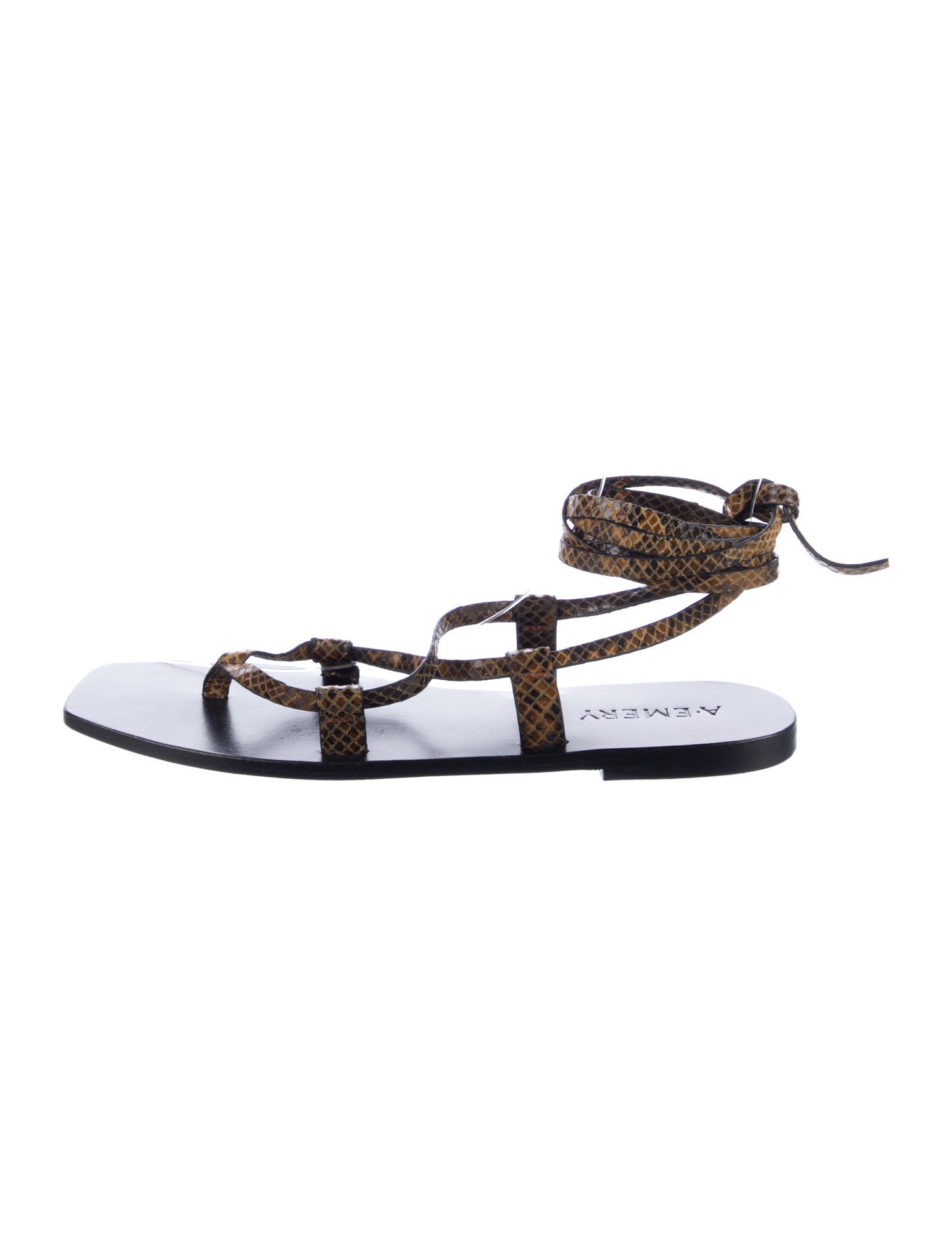 A.Emery Leather Printed Gladiator Sandals