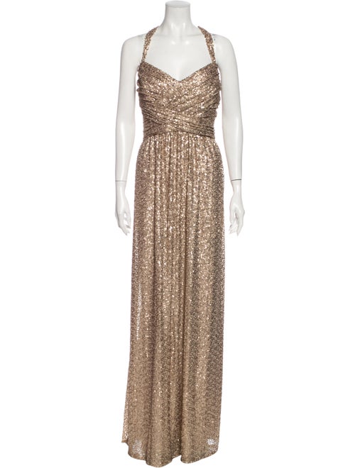 Amsale Halterneck Long Dress w/ Tags Metallic