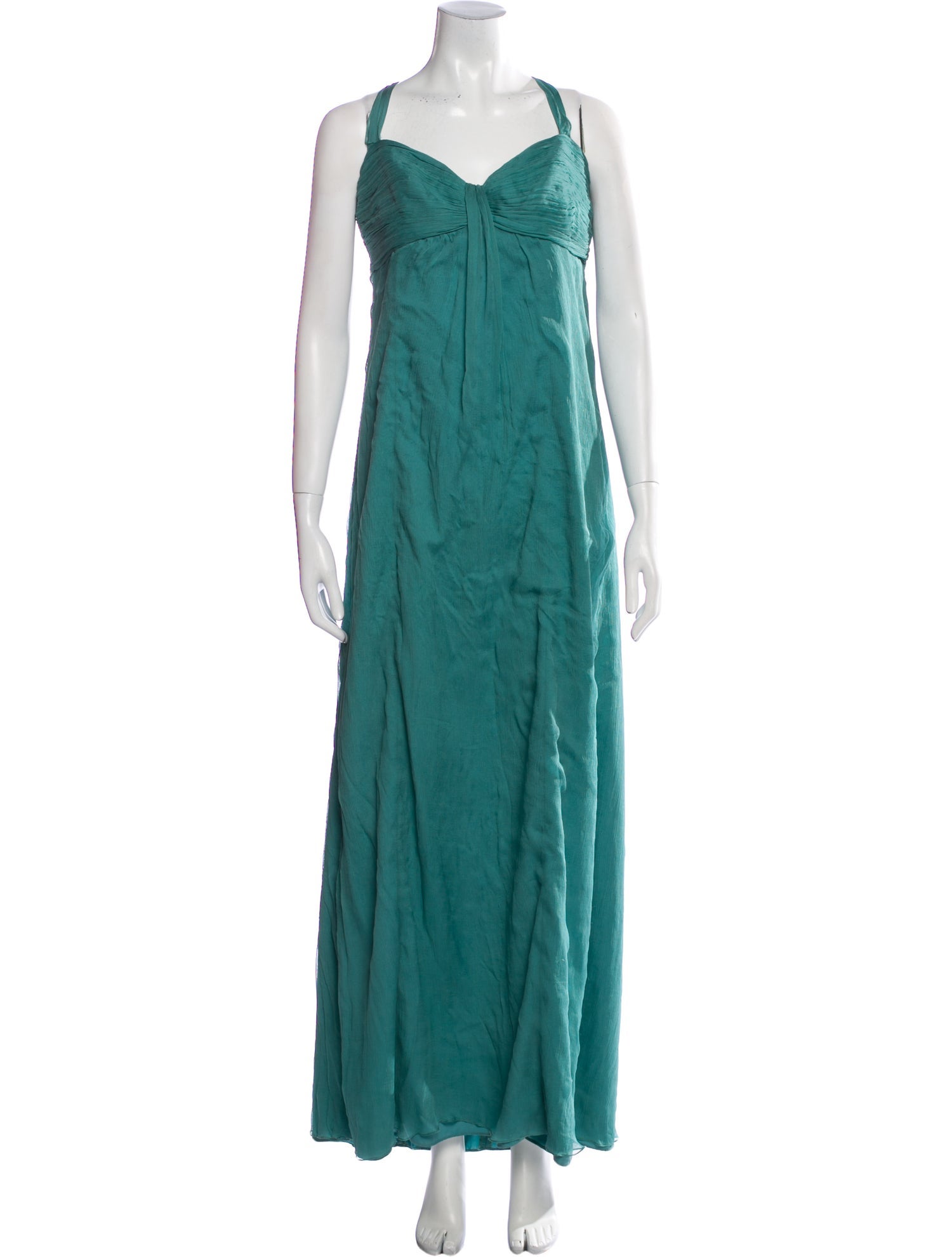 Amsale V-Neck Long Dress in Green, Women's XL