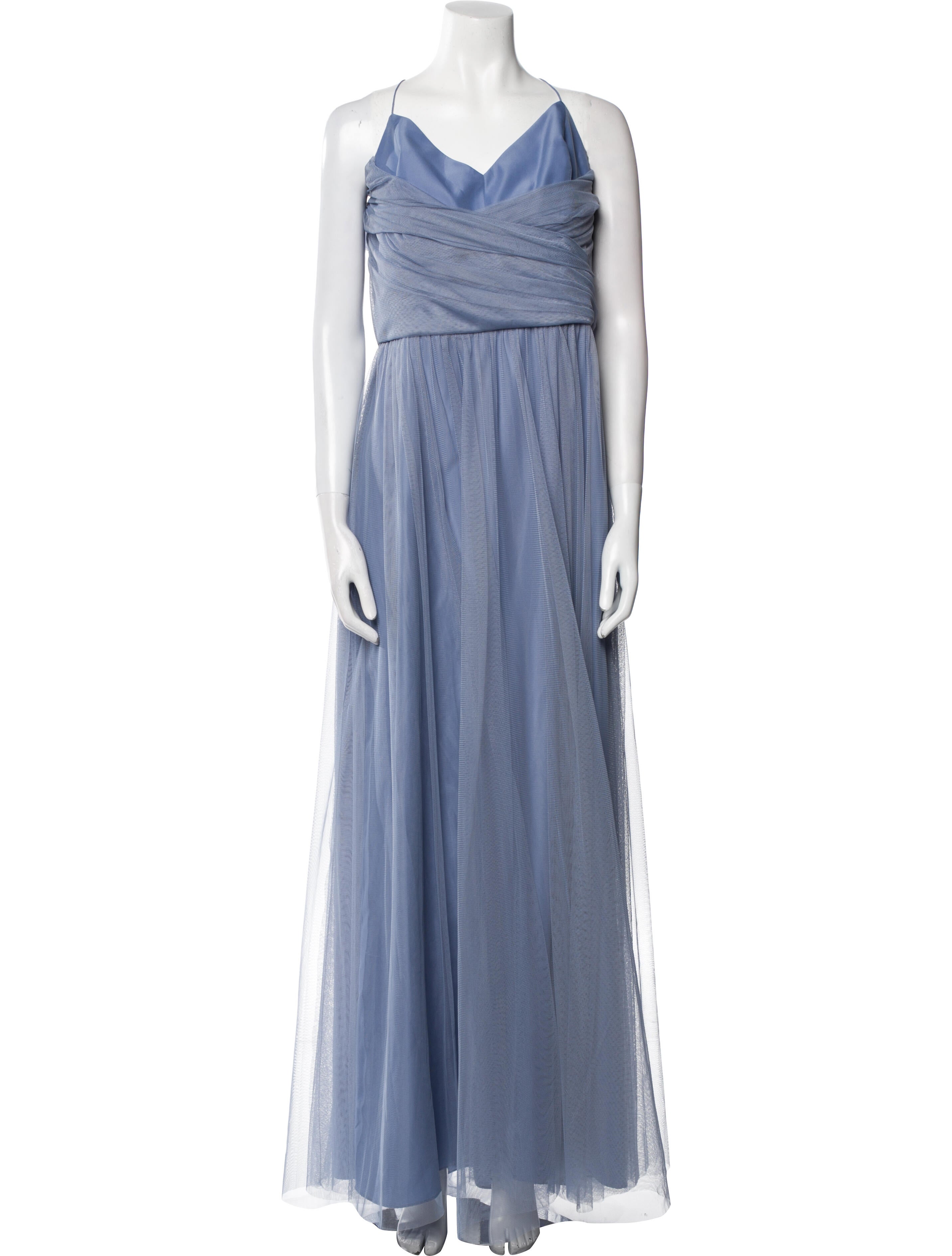 Amsale Cowl Neck Long Dress - Blue Dresses, Clothing - WAMSA22675 | The  RealReal