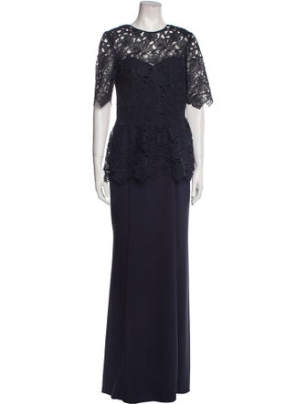 Amsale Lace Pattern Long Dress