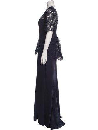 Amsale Lace Pattern Long Dress