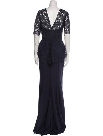 Amsale Lace Pattern Long Dress