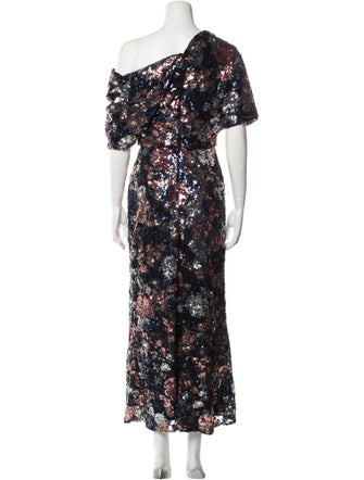 Amsale Floral Print Long Dress