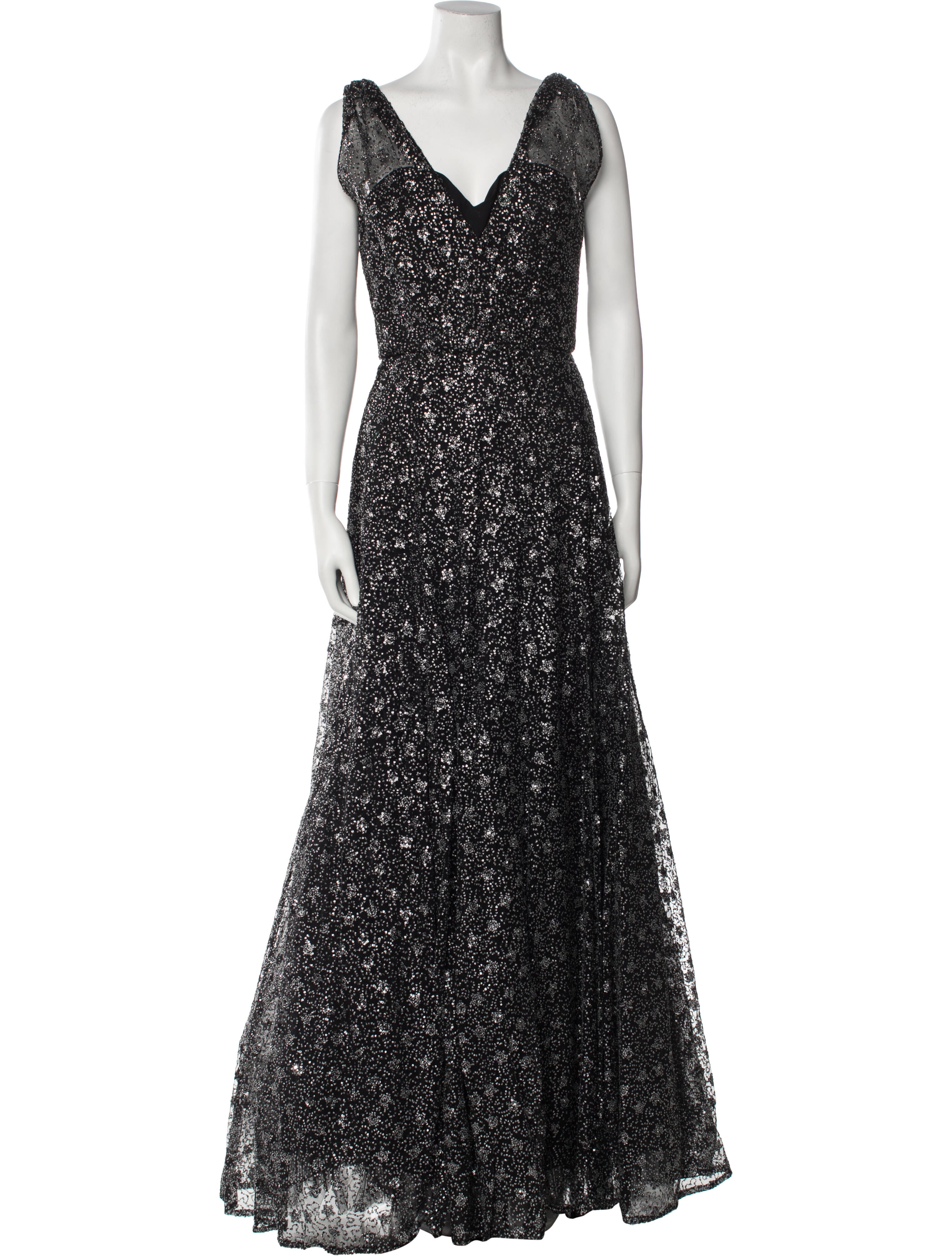 Amsale Lace Pattern Long Dress