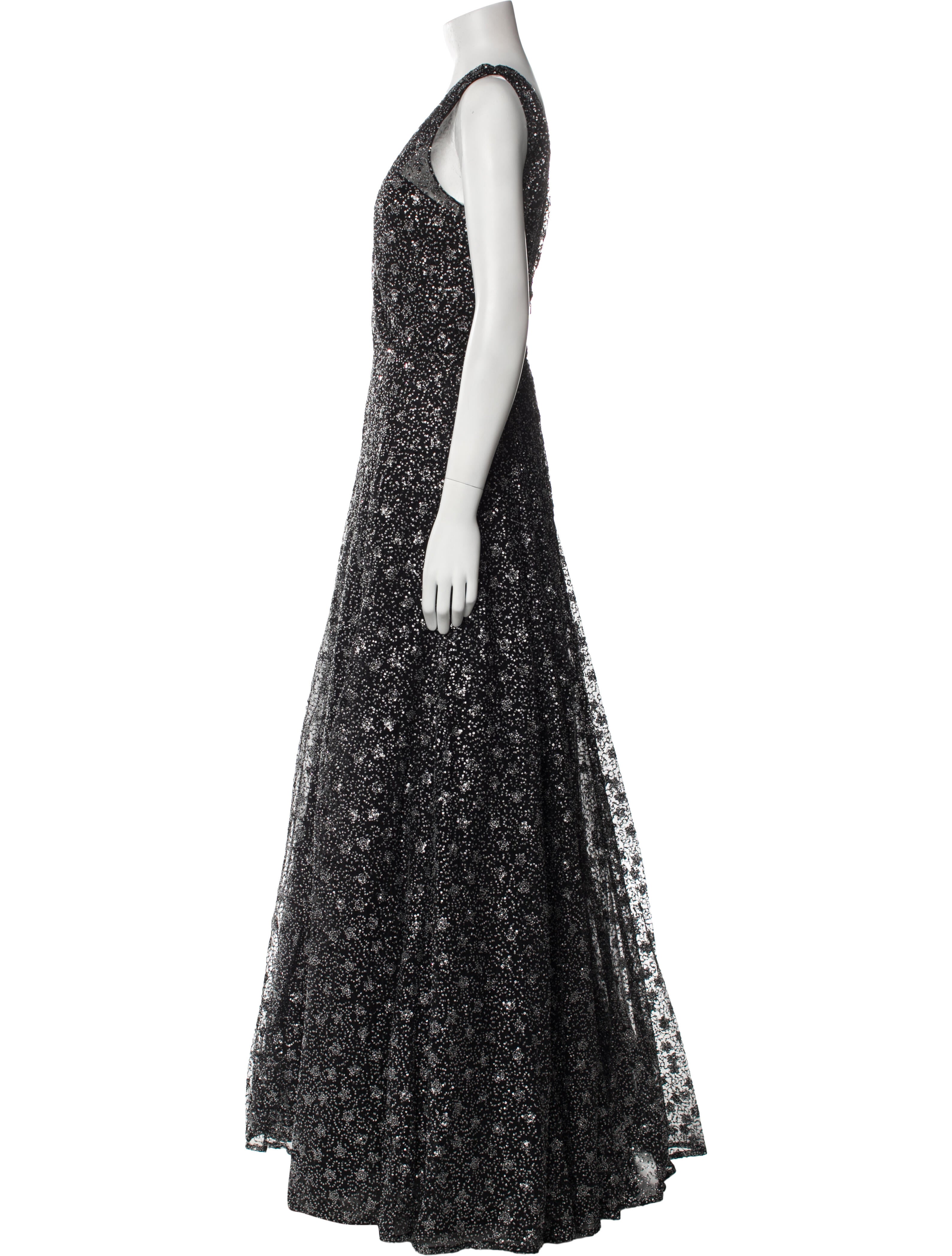 Amsale Lace Pattern Long Dress