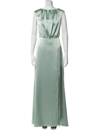 Amsale Bateau Neckline Long Dress