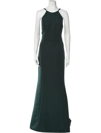 Amsale Scoop Neck Long Dress