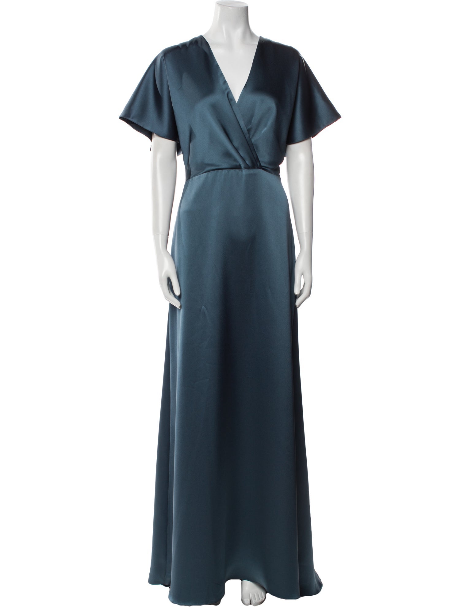 amsale green dress Hammered Satin Dolman Sleeve Gown Jade / 8