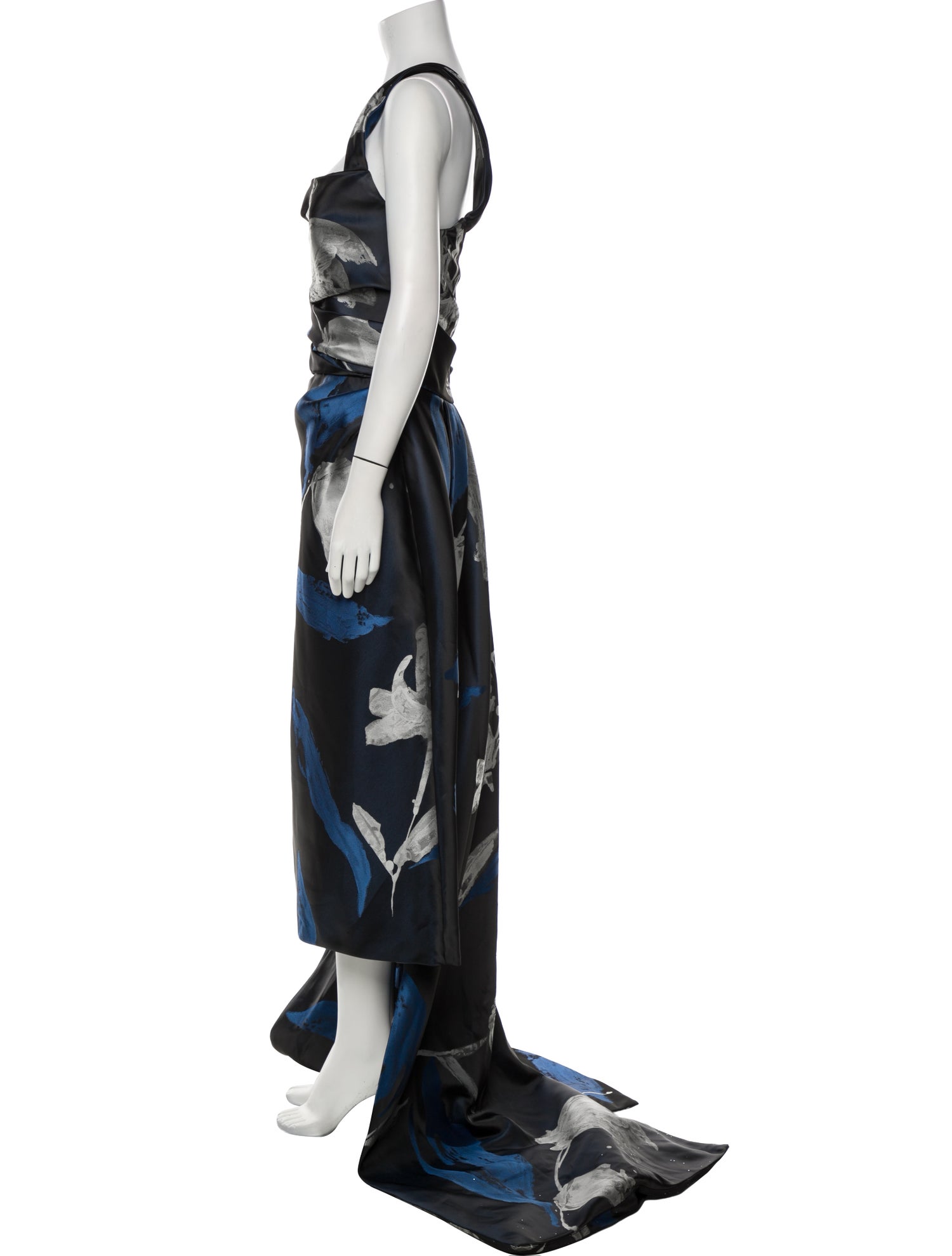 Amsale Floral Print Long Dress