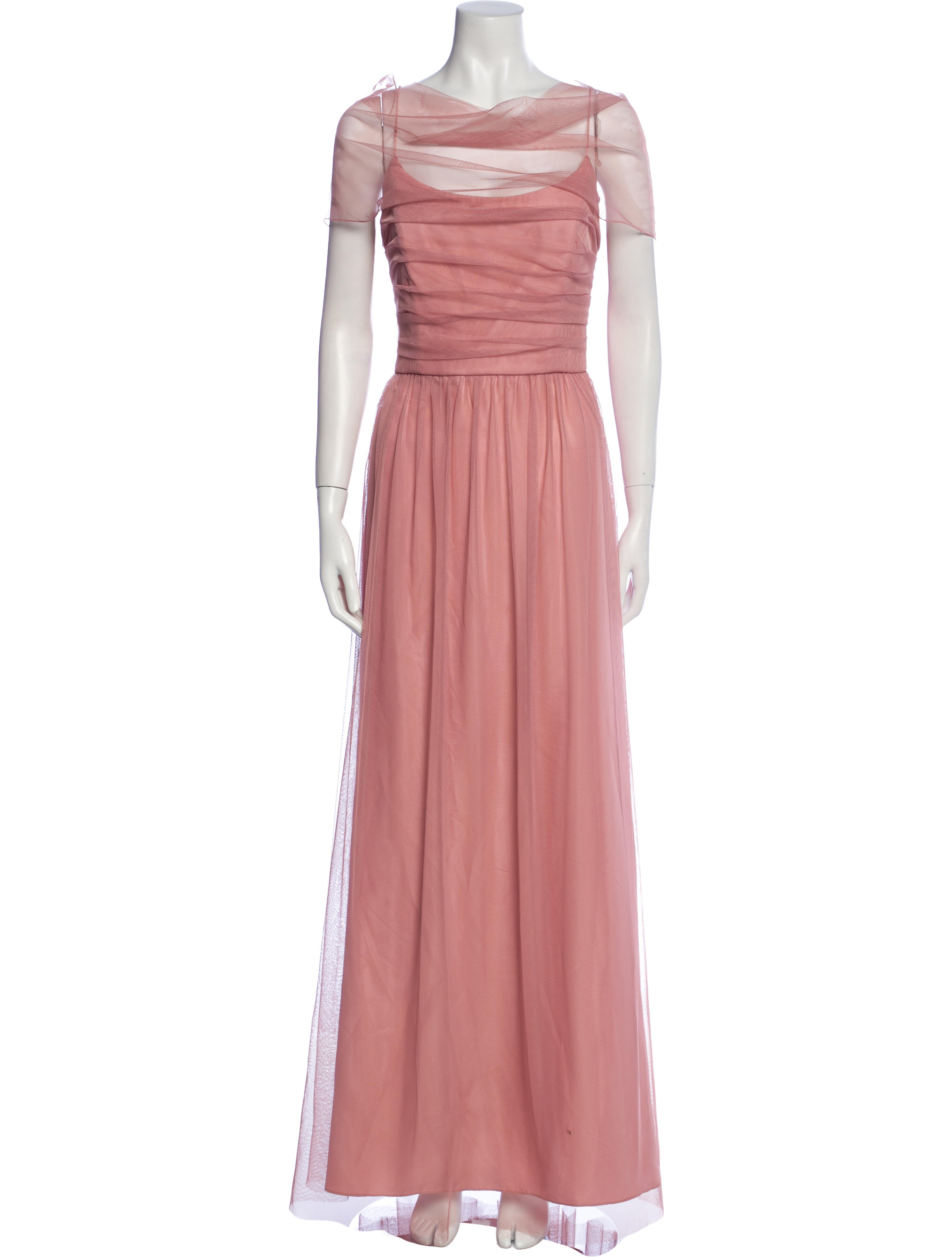 Amsale Bateau Neckline Long Dress