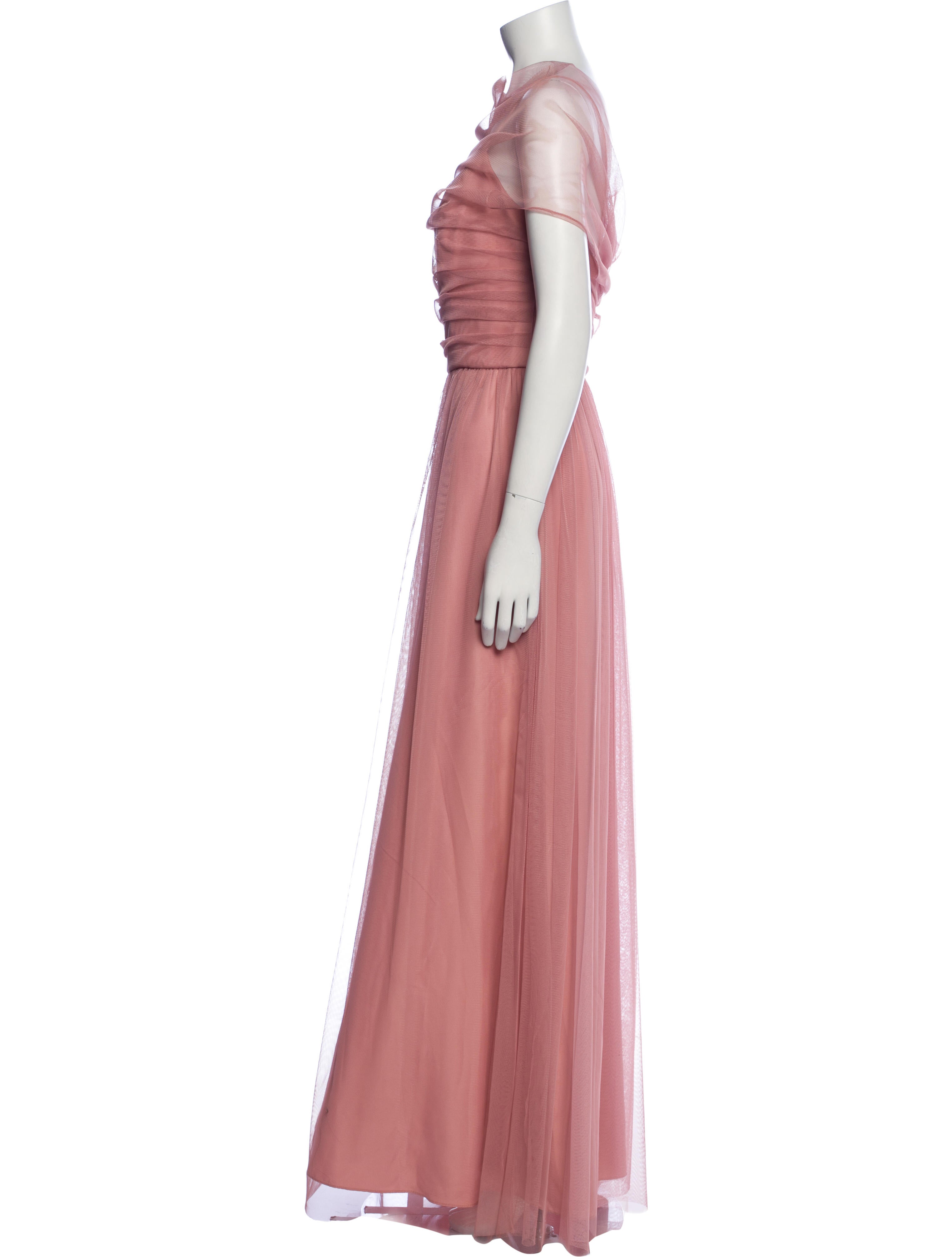 Amsale Bateau Neckline Long Dress