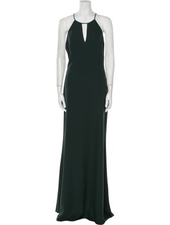 Amsale Scoop Neck Long Dress