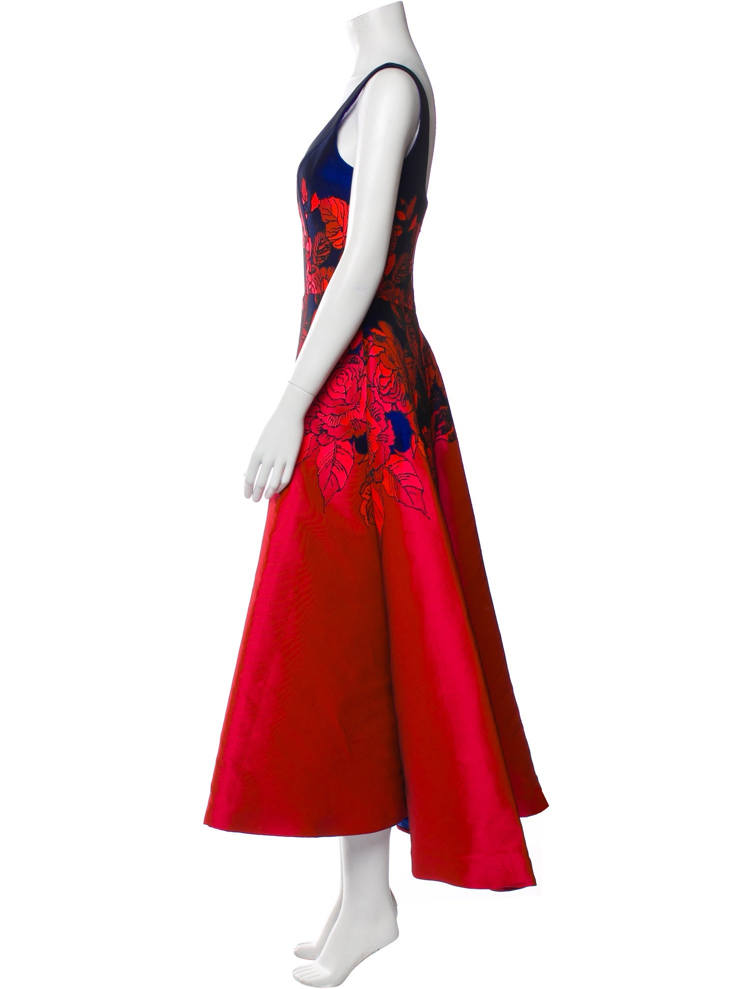 Amsale Floral Print Long Dress