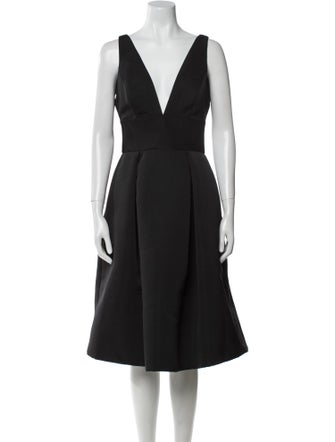 Amsale V-Neck Midi Length Dress