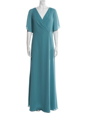 Amsale V-Neck Long Dress