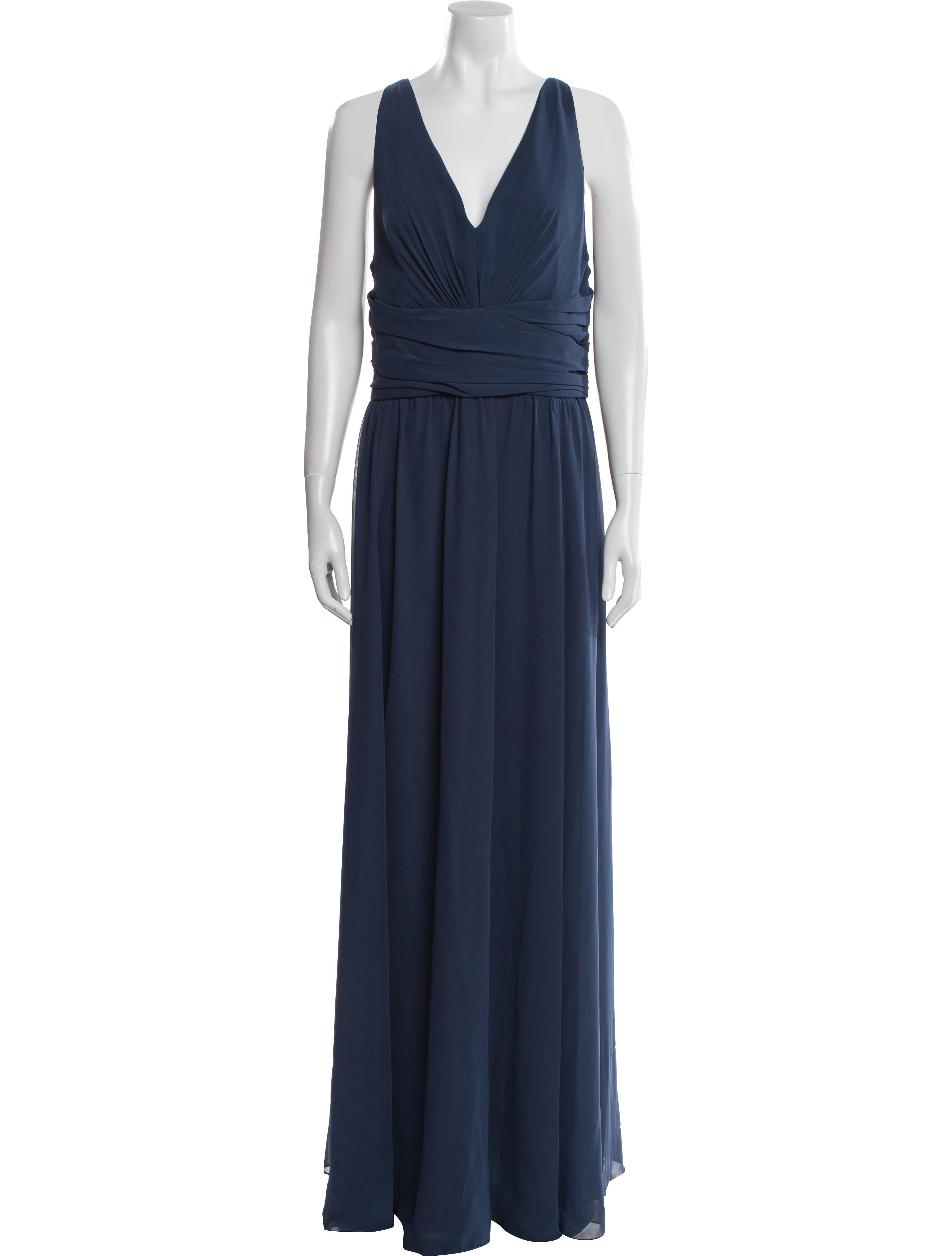 Amsale V-Neck Long Dress