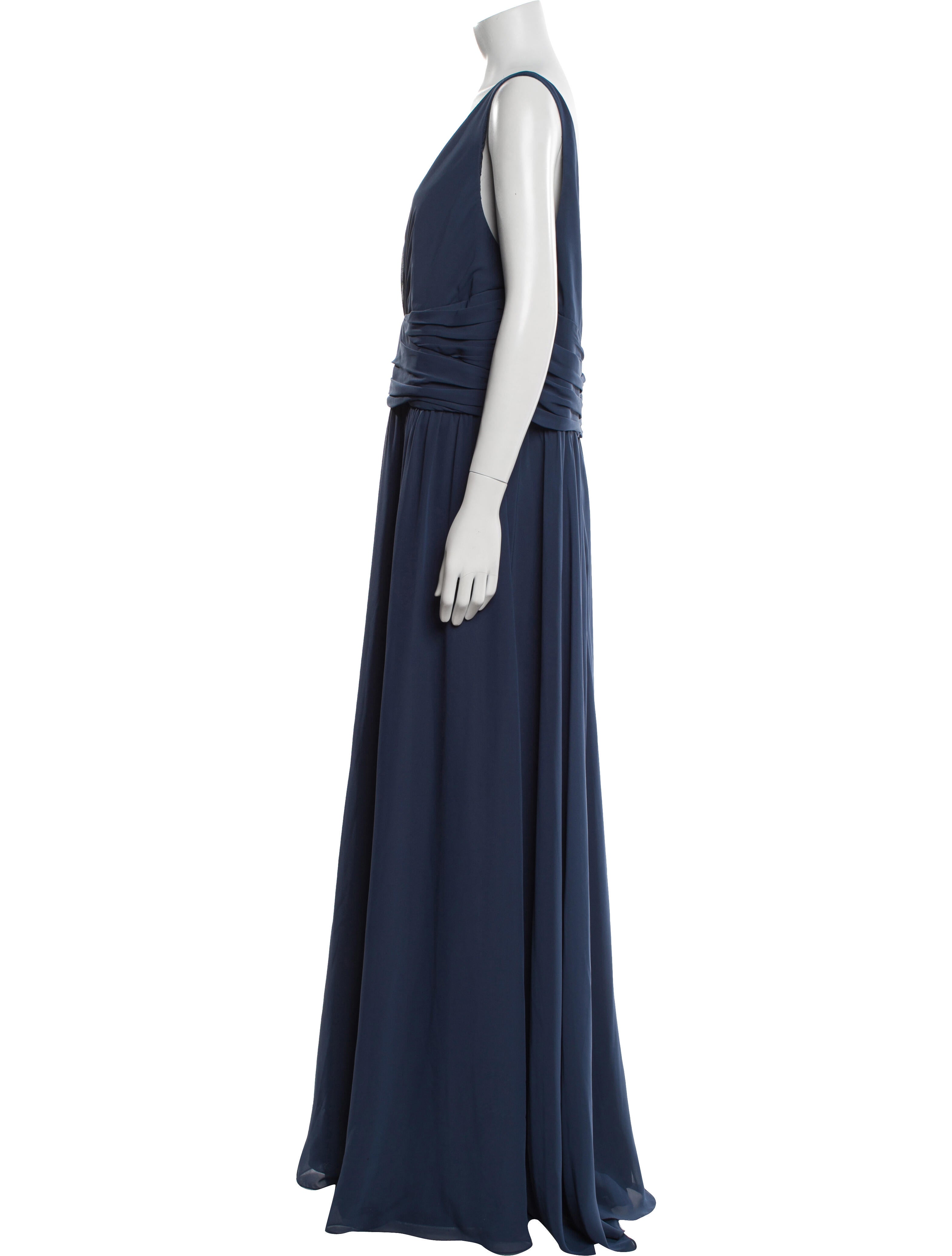 Amsale V-Neck Long Dress