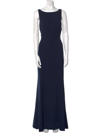 Amsale Bateau Neckline Long Dress