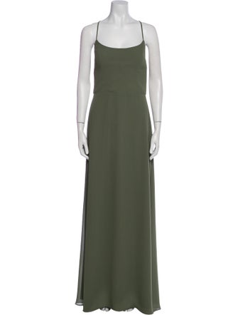 Amsale Scoop Neck Long Dress