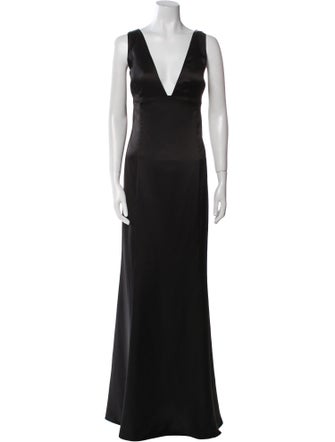 Amsale V-Neck Long Dress