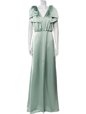 Amsale V-Neck Long Dress