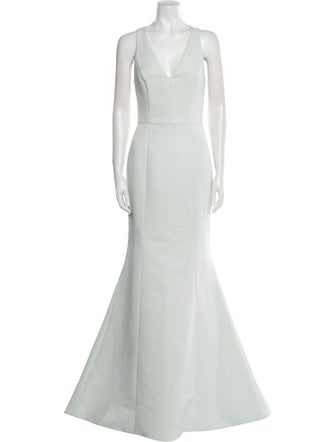 Amsale V-Neck Long Dress