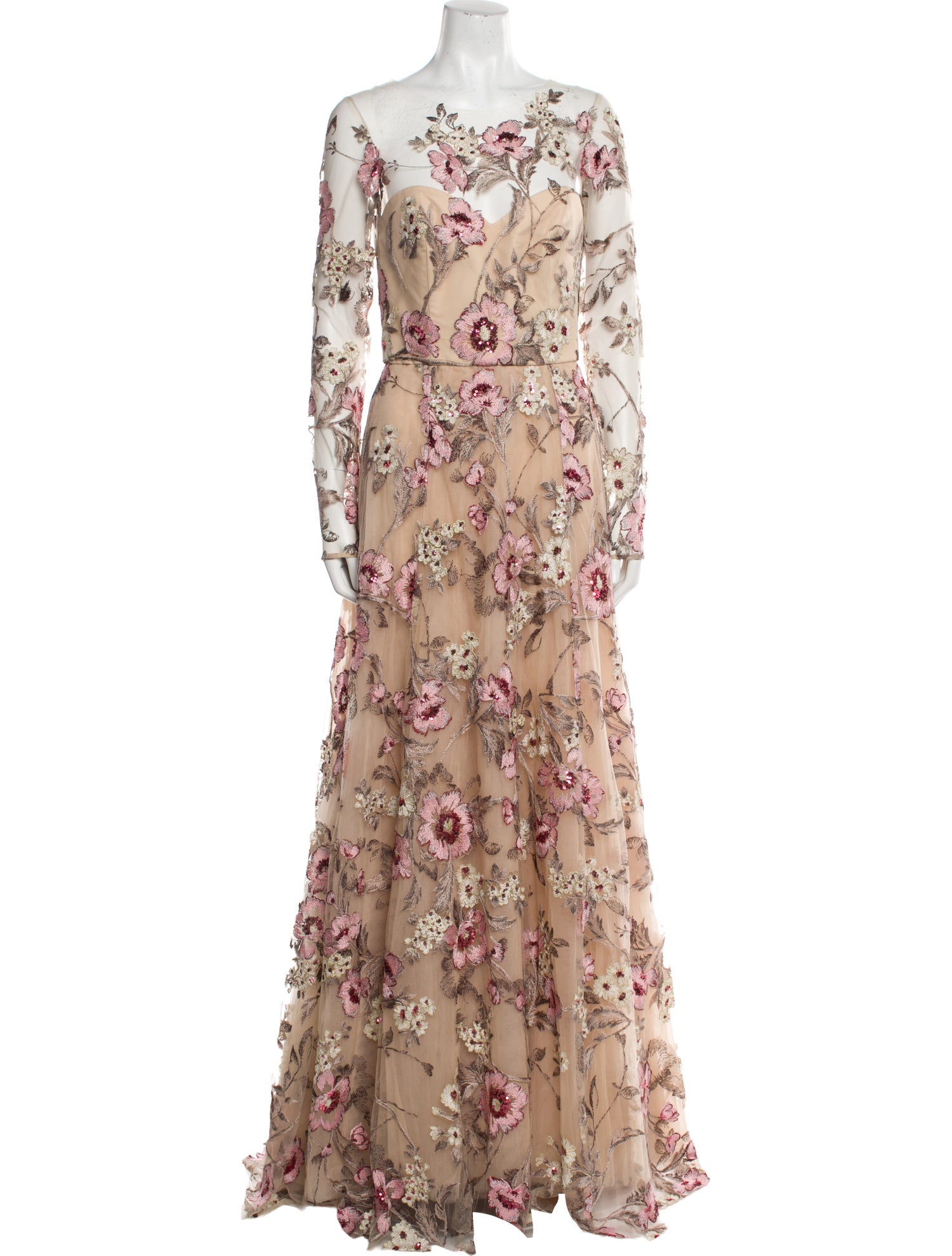 Amsale Floral Print Long Dress