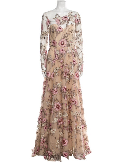 Amsale Floral Print Long Dress