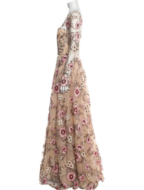 Amsale Floral Print Long Dress