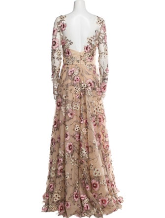 Amsale Floral Print Long Dress