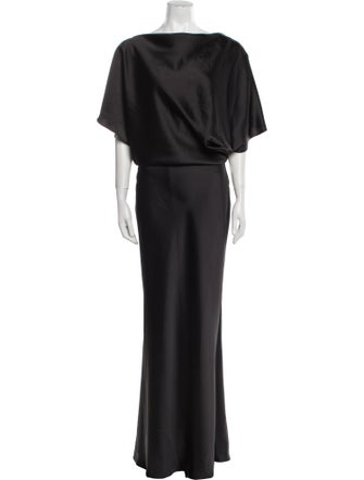 Amsale Bateau Neckline Long Dress