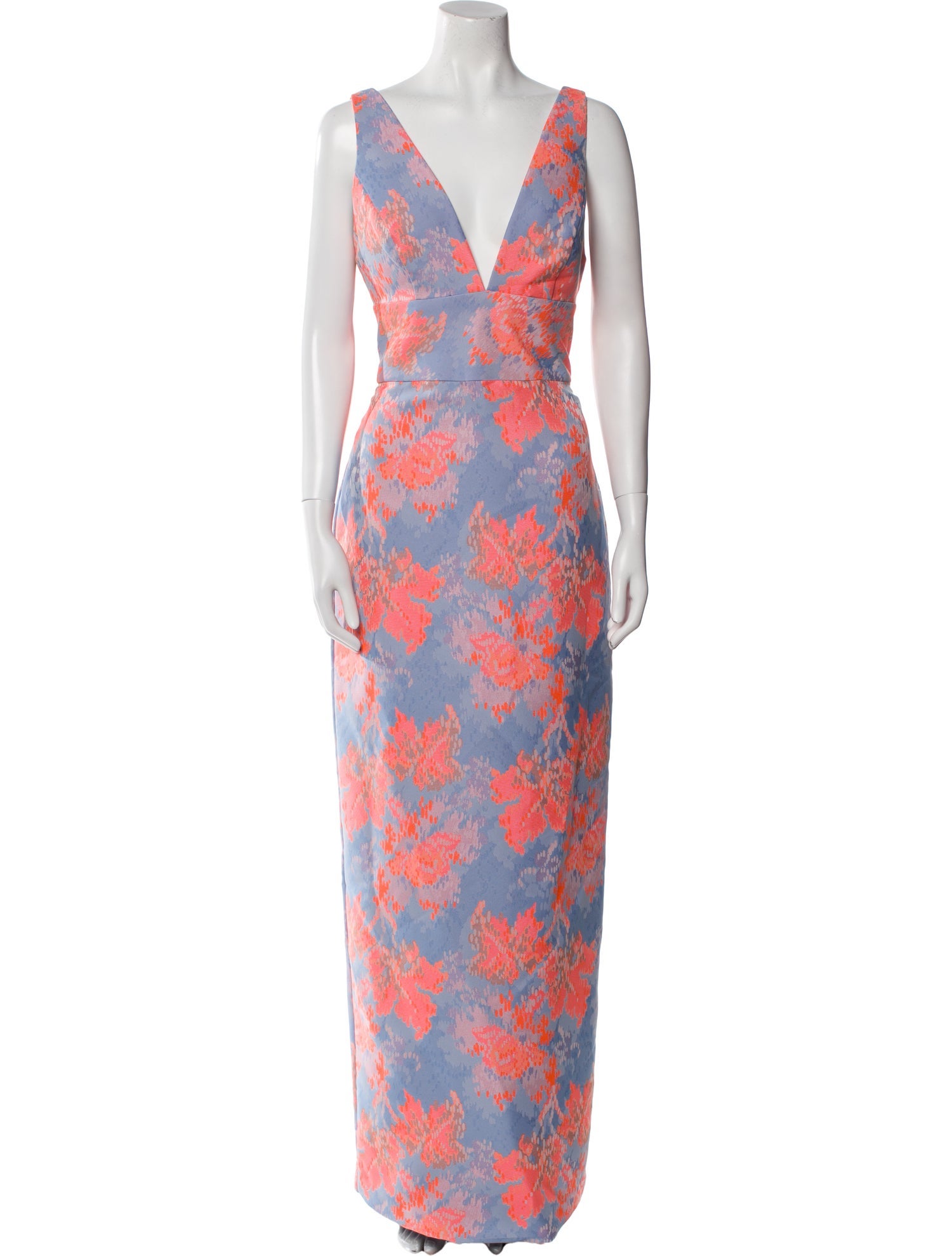 Amsale Floral Print Long Dress w/ Tags