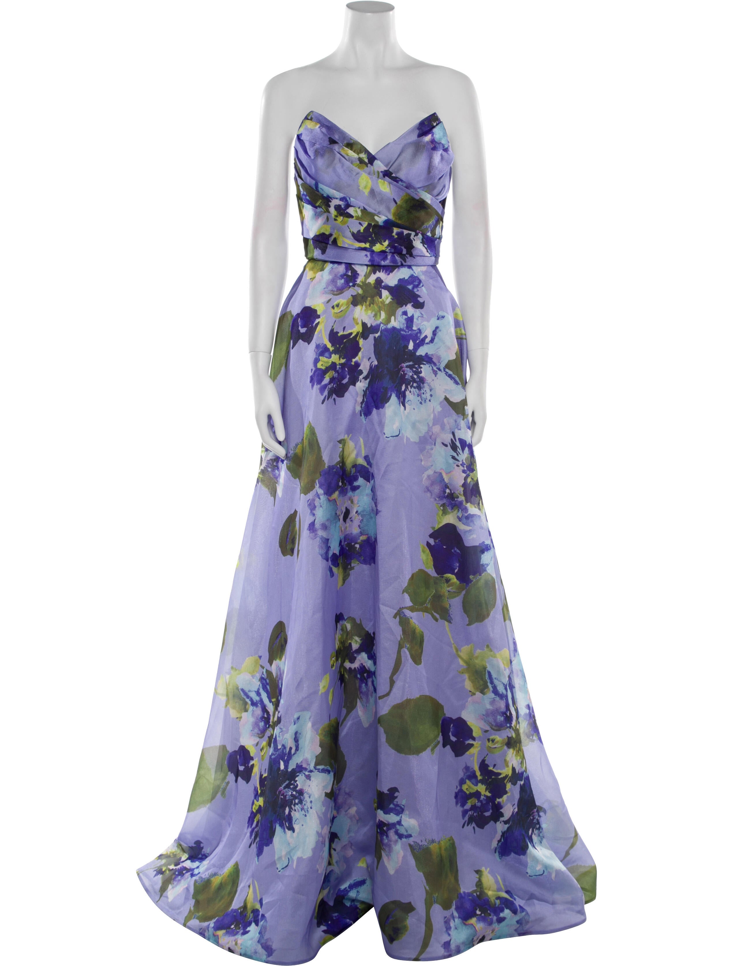 Amsale Floral Print Long Dress