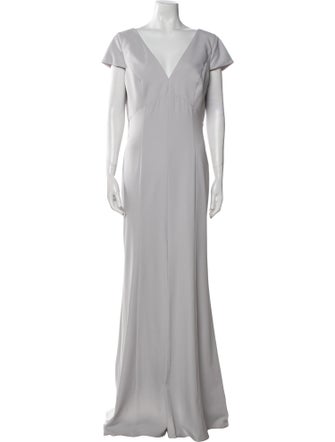 Amsale V-Neck Long Dress