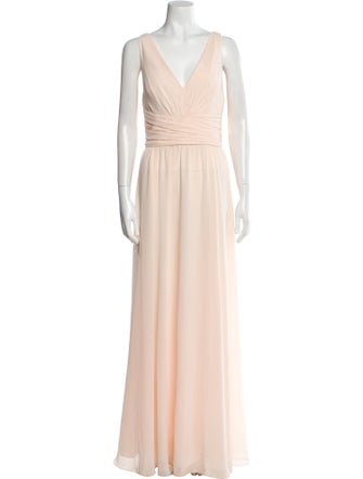 Amsale V-Neck Long Dress