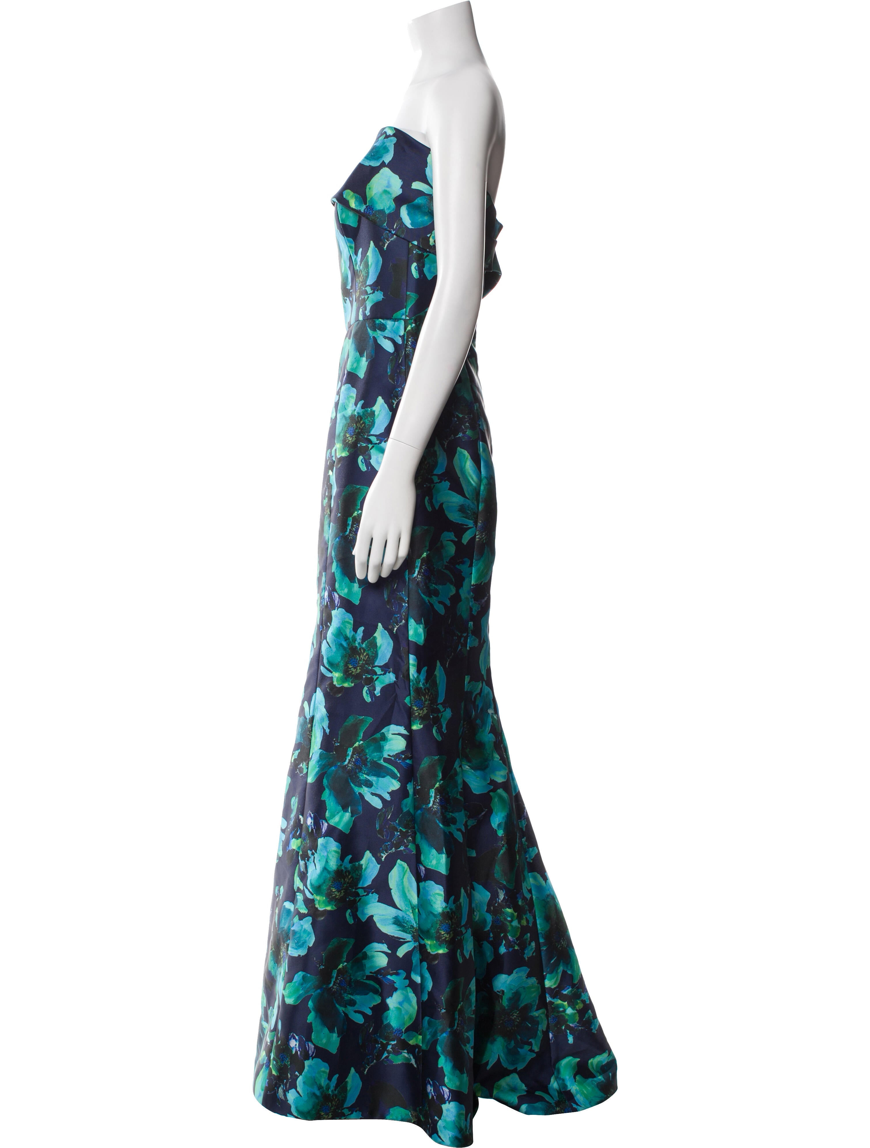 Amsale Floral Print Long Dress