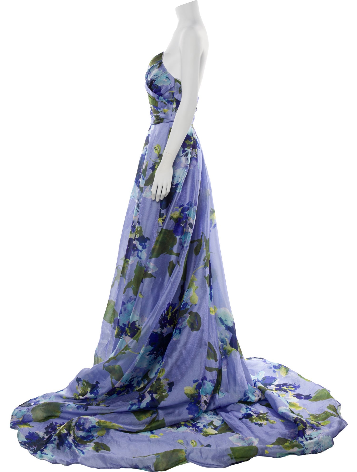 Amsale Floral Print Long Dress