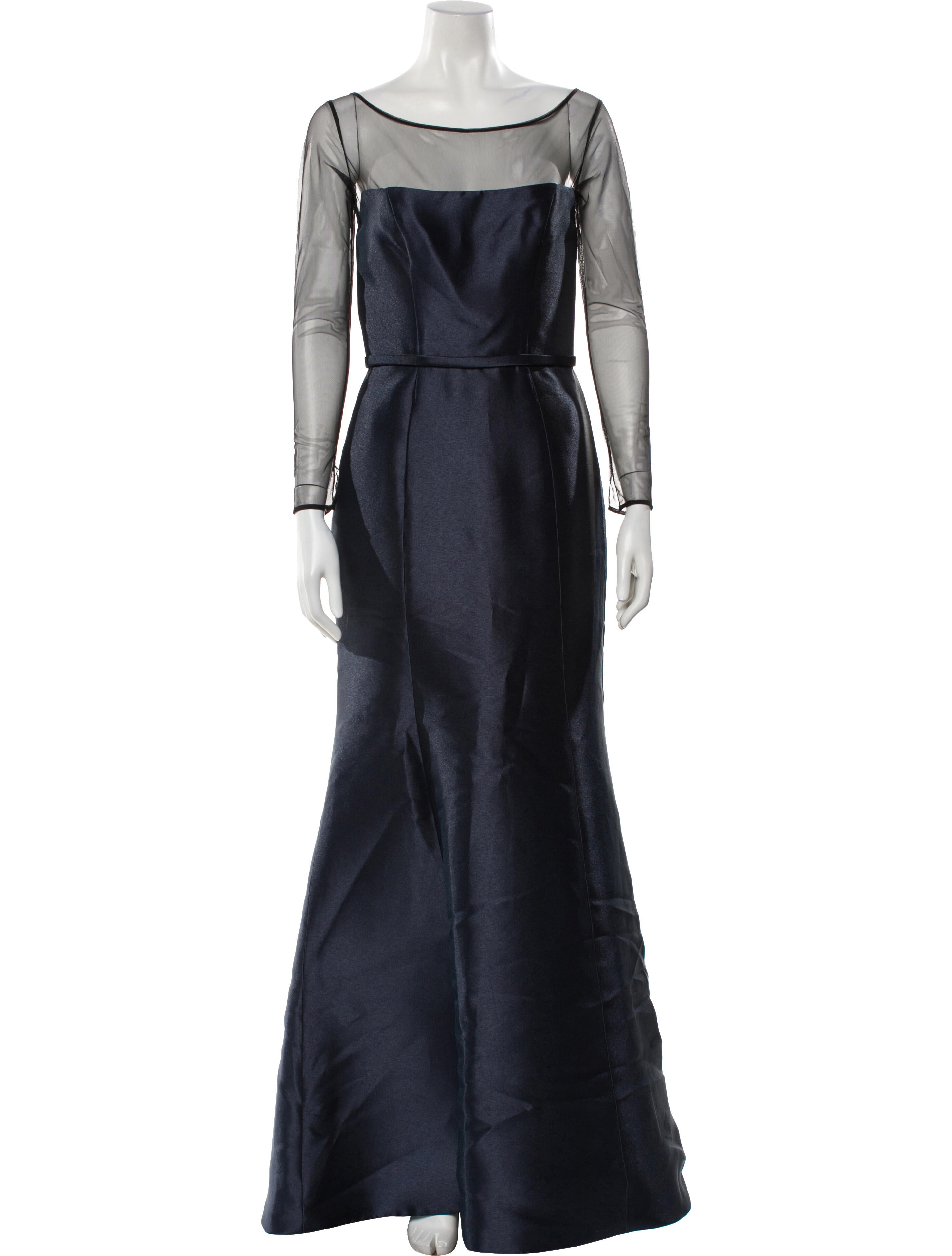 Amsale Bateau Neckline Long Dress