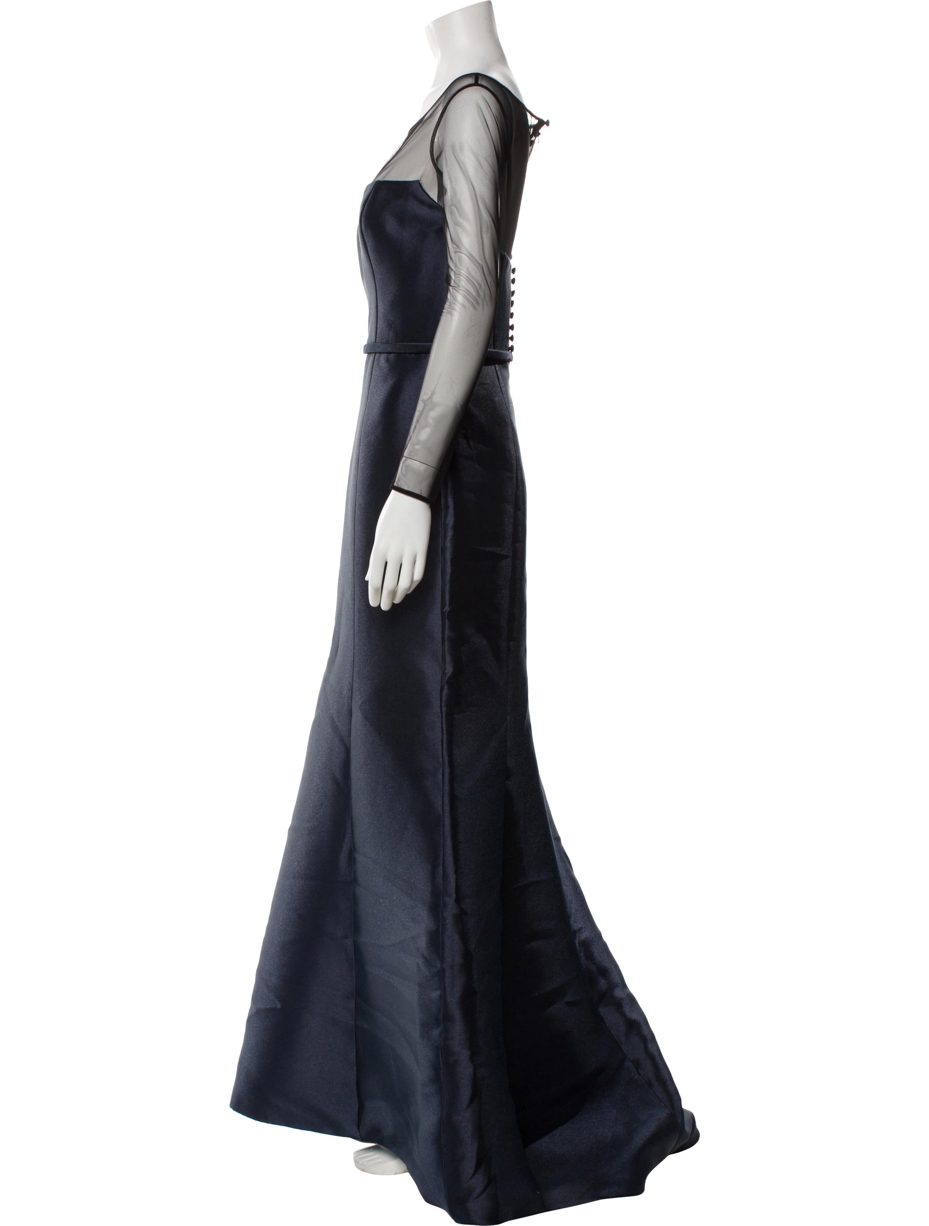 Amsale Bateau Neckline Long Dress